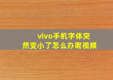 vivo手机字体突然变小了怎么办呢视频