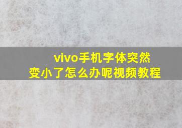 vivo手机字体突然变小了怎么办呢视频教程