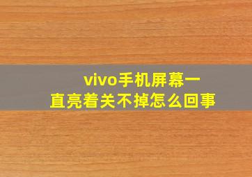 vivo手机屏幕一直亮着关不掉怎么回事