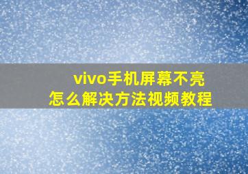 vivo手机屏幕不亮怎么解决方法视频教程