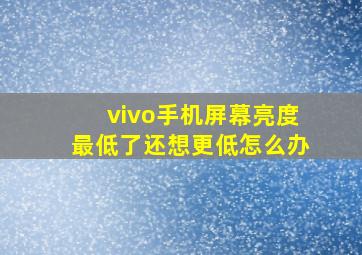 vivo手机屏幕亮度最低了还想更低怎么办