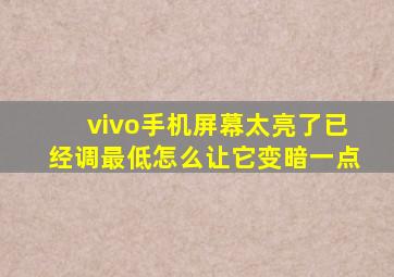 vivo手机屏幕太亮了已经调最低怎么让它变暗一点