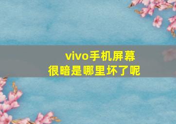 vivo手机屏幕很暗是哪里坏了呢