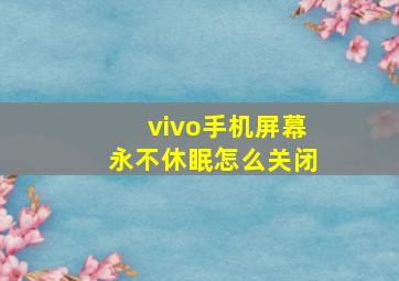 vivo手机屏幕永不休眠怎么关闭