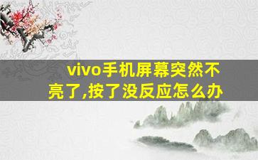 vivo手机屏幕突然不亮了,按了没反应怎么办