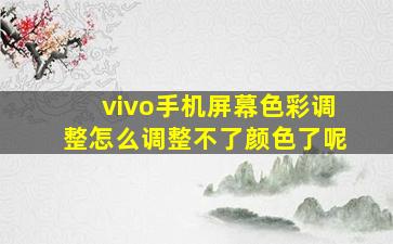 vivo手机屏幕色彩调整怎么调整不了颜色了呢