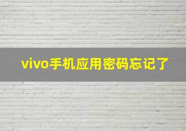 vivo手机应用密码忘记了