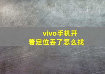 vivo手机开着定位丢了怎么找