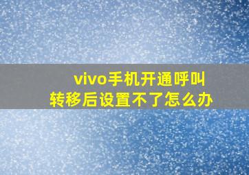 vivo手机开通呼叫转移后设置不了怎么办