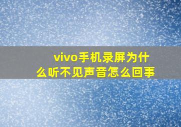 vivo手机录屏为什么听不见声音怎么回事