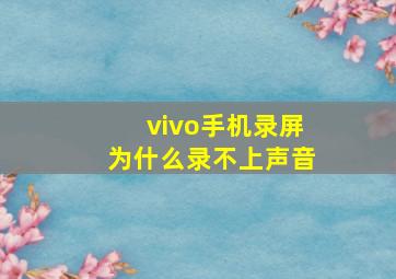 vivo手机录屏为什么录不上声音