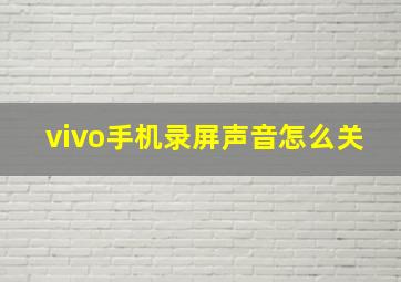 vivo手机录屏声音怎么关