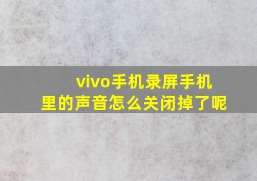 vivo手机录屏手机里的声音怎么关闭掉了呢