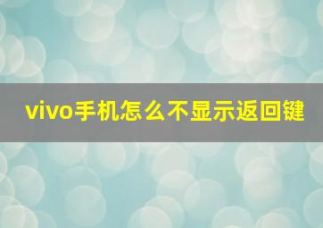 vivo手机怎么不显示返回键