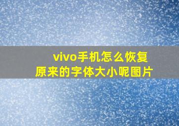 vivo手机怎么恢复原来的字体大小呢图片