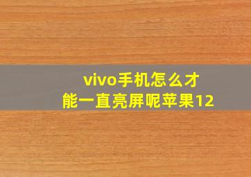 vivo手机怎么才能一直亮屏呢苹果12