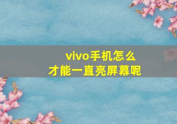 vivo手机怎么才能一直亮屏幕呢