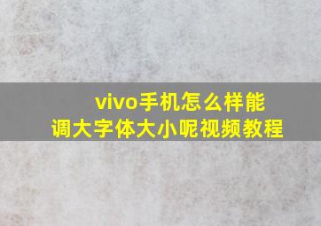 vivo手机怎么样能调大字体大小呢视频教程