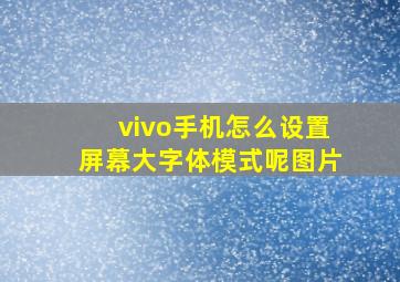 vivo手机怎么设置屏幕大字体模式呢图片