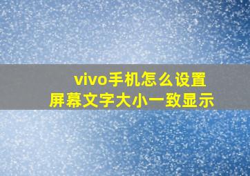 vivo手机怎么设置屏幕文字大小一致显示