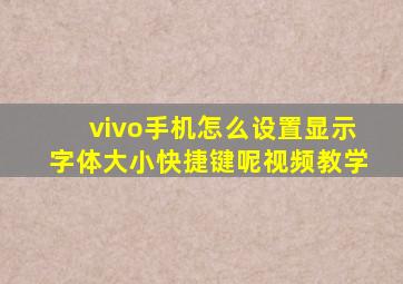 vivo手机怎么设置显示字体大小快捷键呢视频教学