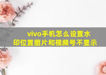 vivo手机怎么设置水印位置图片和视频号不显示