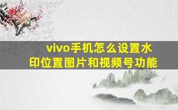 vivo手机怎么设置水印位置图片和视频号功能