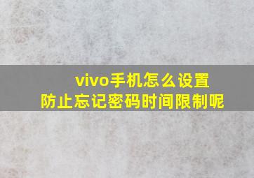 vivo手机怎么设置防止忘记密码时间限制呢