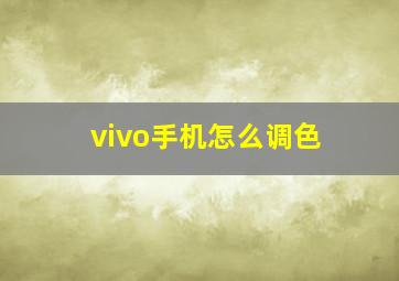 vivo手机怎么调色