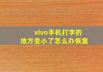 vivo手机打字的地方变小了怎么办恢复