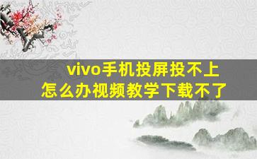 vivo手机投屏投不上怎么办视频教学下载不了