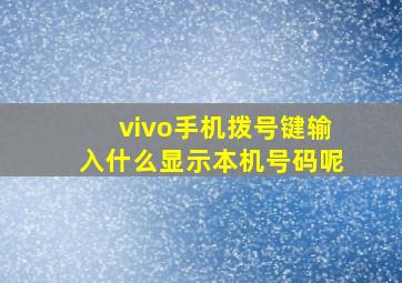 vivo手机拨号键输入什么显示本机号码呢