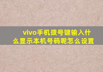 vivo手机拨号键输入什么显示本机号码呢怎么设置