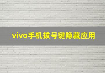 vivo手机拨号键隐藏应用