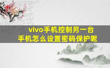 vivo手机控制另一台手机怎么设置密码保护呢