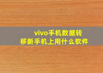 vivo手机数据转移新手机上用什么软件