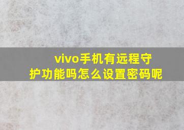 vivo手机有远程守护功能吗怎么设置密码呢