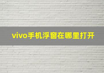 vivo手机浮窗在哪里打开