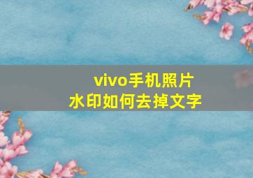 vivo手机照片水印如何去掉文字