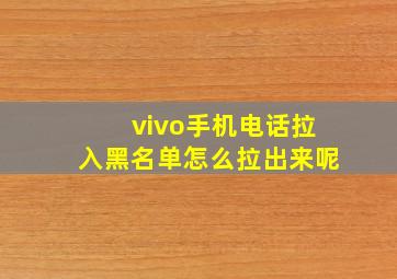 vivo手机电话拉入黑名单怎么拉出来呢