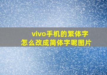 vivo手机的繁体字怎么改成简体字呢图片