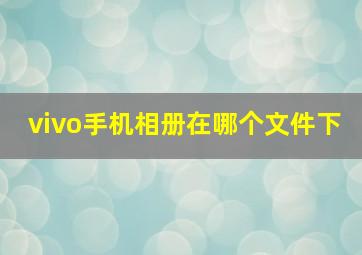 vivo手机相册在哪个文件下