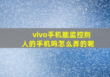 vivo手机能监控别人的手机吗怎么弄的呢