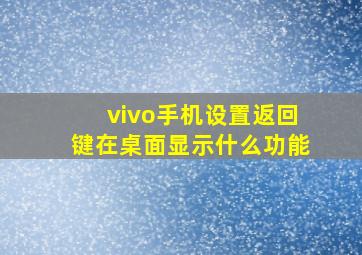 vivo手机设置返回键在桌面显示什么功能