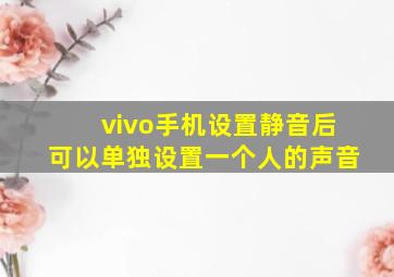 vivo手机设置静音后可以单独设置一个人的声音