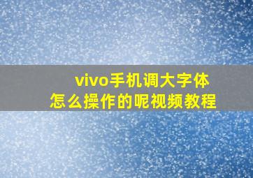 vivo手机调大字体怎么操作的呢视频教程