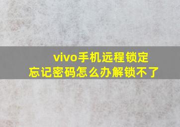 vivo手机远程锁定忘记密码怎么办解锁不了