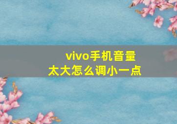 vivo手机音量太大怎么调小一点