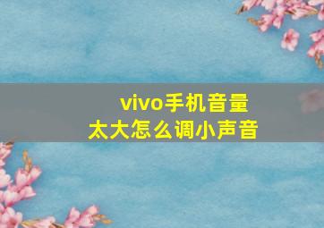 vivo手机音量太大怎么调小声音