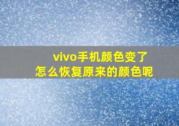 vivo手机颜色变了怎么恢复原来的颜色呢